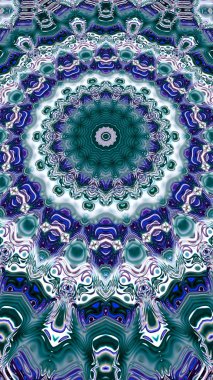 Benzersiz mandala, Oriental yuvarlak desen, mistik motifi, egzotik arka plan. Fantastik fraktal tasarım, geometrik doku parlayan renkli dijital sanat