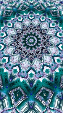 Benzersiz mandala, Oriental yuvarlak desen, mistik motifi, egzotik arka plan. Fantastik fraktal tasarım, geometrik doku parlayan renkli dijital sanat