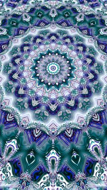 Benzersiz mandala, Oriental yuvarlak desen, mistik motifi, egzotik arka plan. Fantastik fraktal tasarım, geometrik doku parlayan renkli dijital sanat