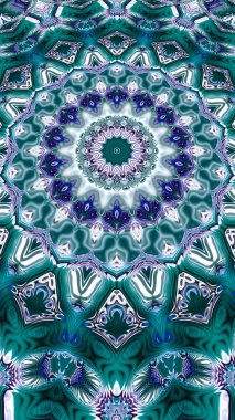 Benzersiz mandala, Oriental yuvarlak desen, mistik motifi, egzotik arka plan. Fantastik fraktal tasarım, geometrik doku parlayan renkli dijital sanat