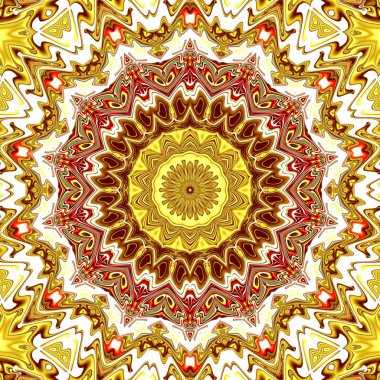 Benzersiz mandala, Oriental yuvarlak desen, mistik motifi, egzotik arka plan. Fantastik fraktal tasarım, geometrik doku parlayan renkli dijital sanat