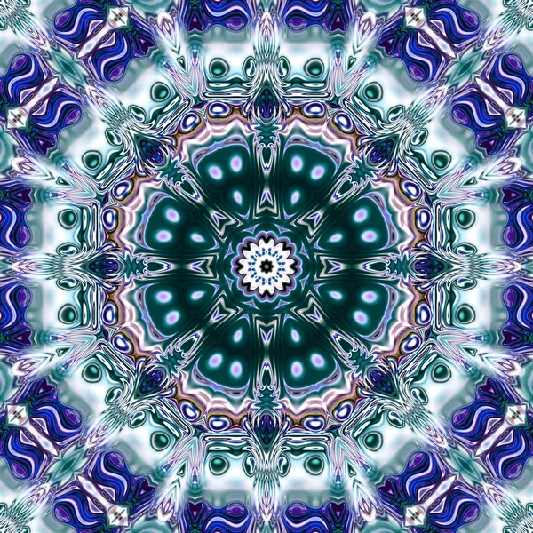 Benzersiz mandala, Oriental yuvarlak desen, mistik motifi, egzotik arka plan. Fantastik fraktal tasarım, geometrik doku parlayan renkli dijital sanat