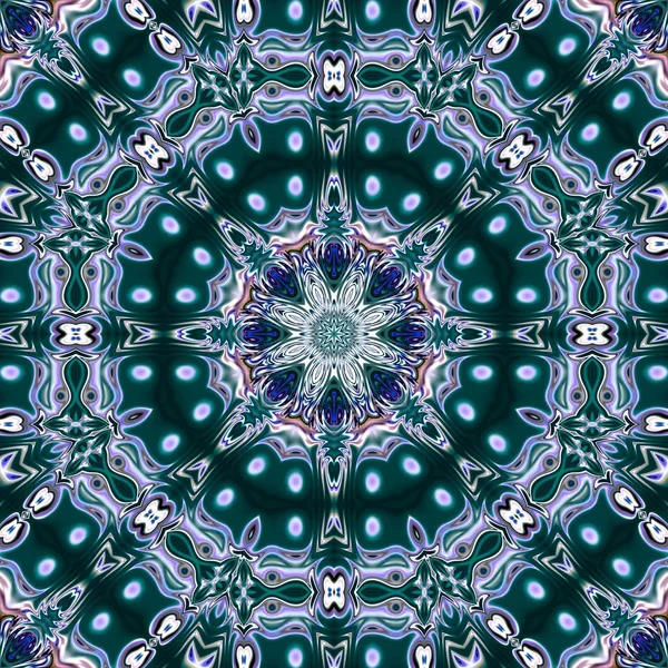 Benzersiz mandala, Oriental yuvarlak desen, mistik motifi, egzotik arka plan. Fantastik fraktal tasarım, geometrik doku parlayan renkli dijital sanat