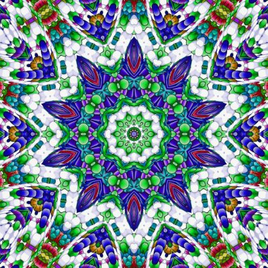 Benzersiz mandala, Oriental yuvarlak desen, mistik motifi, egzotik arka plan. Fantastik fraktal tasarım, geometrik doku parlayan renkli dijital sanat.