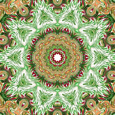 Benzersiz mandala, Oriental yuvarlak desen, mistik motifi, egzotik arka plan. Fantastik fraktal tasarım, geometrik doku parlayan renkli dijital sanat.