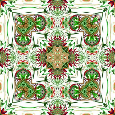 Benzersiz mandala, Oriental yuvarlak desen, mistik motifi, egzotik arka plan. Fantastik fraktal tasarım, geometrik doku parlayan renkli dijital sanat.