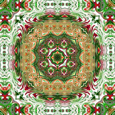 Benzersiz mandala, Oriental yuvarlak desen, mistik motifi, egzotik arka plan. Fantastik fraktal tasarım, geometrik doku parlayan renkli dijital sanat.