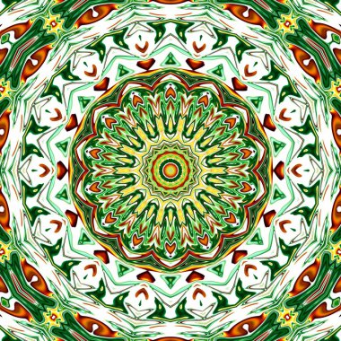 Benzersiz mandala, Oriental yuvarlak desen, mistik motifi, egzotik arka plan. Fantastik fraktal tasarım, geometrik doku parlayan renkli dijital sanat.