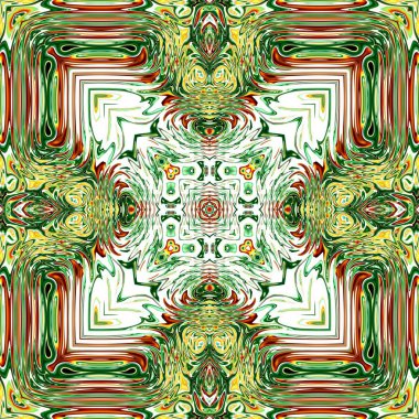 Benzersiz mandala, Oriental yuvarlak desen, mistik motifi, egzotik arka plan. Fantastik fraktal tasarım, geometrik doku parlayan renkli dijital sanat.