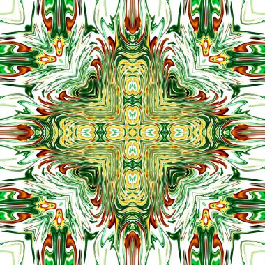 Benzersiz mandala, Oriental yuvarlak desen, mistik motifi, egzotik arka plan. Fantastik fraktal tasarım, geometrik doku parlayan renkli dijital sanat.