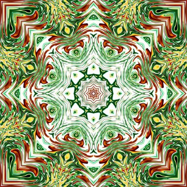 Benzersiz mandala, Oriental yuvarlak desen, mistik motifi, egzotik arka plan. Fantastik fraktal tasarım, geometrik doku parlayan renkli dijital sanat.