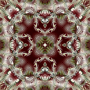 Benzersiz mandala, Oriental yuvarlak desen, mistik motifi, egzotik arka plan. Fantastik fraktal tasarım, geometrik doku parlayan renkli dijital sanat.