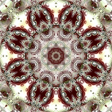 Benzersiz mandala, Oriental yuvarlak desen, mistik motifi, egzotik arka plan. Fantastik fraktal tasarım, geometrik doku parlayan renkli dijital sanat.