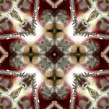 Benzersiz mandala, Oriental yuvarlak desen, mistik motifi, egzotik arka plan. Fantastik fraktal tasarım, geometrik doku parlayan renkli dijital sanat.