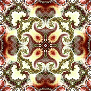 Benzersiz mandala, Oriental yuvarlak desen, mistik motifi, egzotik arka plan. Fantastik fraktal tasarım, geometrik doku parlayan renkli dijital sanat.