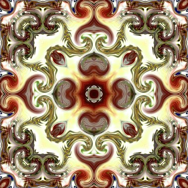 Benzersiz mandala, Oriental yuvarlak desen, mistik motifi, egzotik arka plan. Fantastik fraktal tasarım, geometrik doku parlayan renkli dijital sanat.