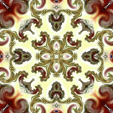 Benzersiz mandala, Oriental yuvarlak desen, mistik motifi, egzotik arka plan. Fantastik fraktal tasarım, geometrik doku parlayan renkli dijital sanat.