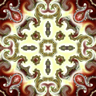 Benzersiz mandala, Oriental yuvarlak desen, mistik motifi, egzotik arka plan. Fantastik fraktal tasarım, geometrik doku parlayan renkli dijital sanat.