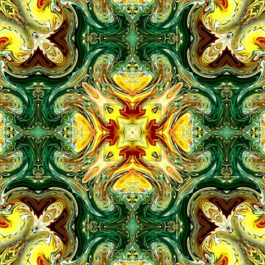 Benzersiz mandala, Oriental yuvarlak desen, mistik motifi, egzotik arka plan. Fantastik fraktal tasarım, geometrik doku parlayan renkli dijital sanat.