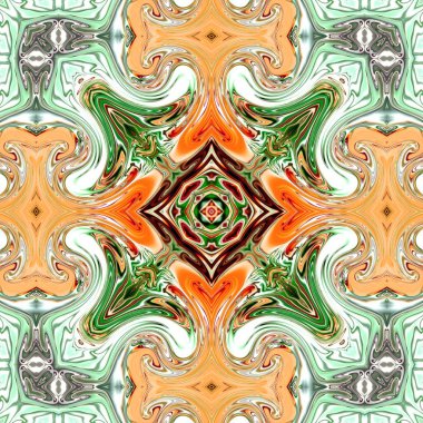 Benzersiz mandala, Oriental yuvarlak desen, mistik motifi, egzotik arka plan. Fantastik fraktal tasarım, geometrik doku parlayan renkli dijital sanat.