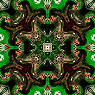 Benzersiz mandala, Oriental yuvarlak desen, mistik motifi, egzotik arka plan. Fantastik fraktal tasarım, geometrik doku parlayan renkli dijital sanat.