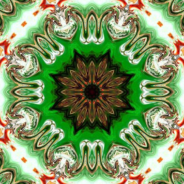 Benzersiz mandala, Oriental yuvarlak desen, mistik motifi, egzotik arka plan. Fantastik fraktal tasarım, geometrik doku parlayan renkli dijital sanat.