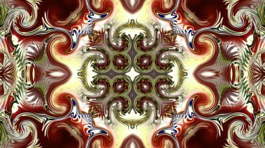 Benzersiz mandala, Oriental yuvarlak desen, mistik motifi, egzotik arka plan. Fantastik fraktal tasarım, geometrik doku parlayan renkli dijital sanat.