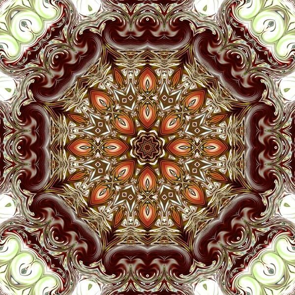 Benzersiz mandala, Oriental yuvarlak desen, mistik motifi, egzotik arka plan. Fantastik fraktal tasarım, geometrik doku parlayan renkli dijital sanat.