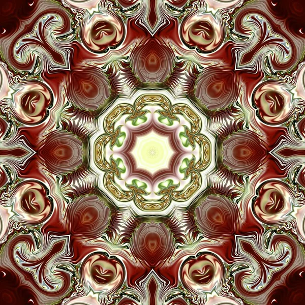 Benzersiz mandala, Oriental yuvarlak desen, mistik motifi, egzotik arka plan. Fantastik fraktal tasarım, geometrik doku parlayan renkli dijital sanat.