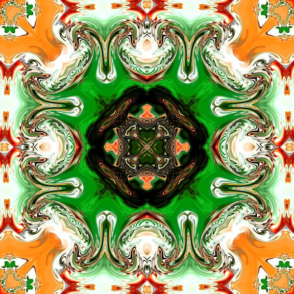 Benzersiz mandala, Oriental yuvarlak desen, mistik motifi, egzotik arka plan. Fantastik fraktal tasarım, geometrik doku parlayan renkli dijital sanat.