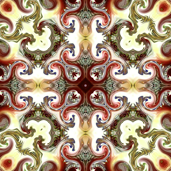 Benzersiz mandala, Oriental yuvarlak desen, mistik motifi, egzotik arka plan. Fantastik fraktal tasarım, geometrik doku parlayan renkli dijital sanat.