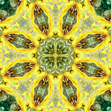 Benzersiz mandala, Oriental yuvarlak desen, mistik motifi, egzotik arka plan. Fantastik fraktal tasarım, geometrik doku parlayan renkli dijital sanat