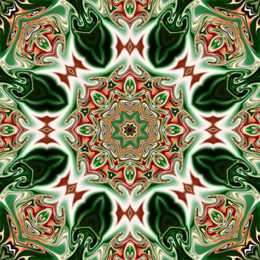 Benzersiz mandala, Oriental yuvarlak desen, mistik motifi, egzotik arka plan. Fantastik fraktal tasarım, geometrik doku parlayan renkli dijital sanat