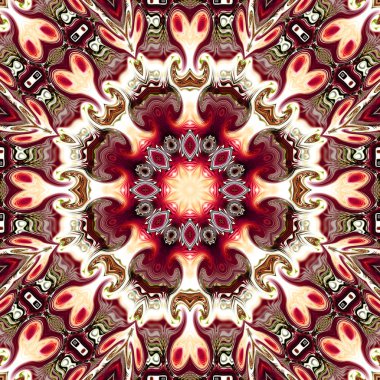 Benzersiz mandala, Oriental yuvarlak desen, mistik motifi, egzotik arka plan. Fantastik fraktal tasarım, geometrik doku parlayan renkli dijital sanat