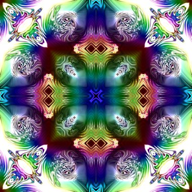 Benzersiz mandala, Oriental yuvarlak desen, mistik motifi, egzotik arka plan. Fantastik fraktal tasarım, geometrik doku parlayan renkli dijital sanat