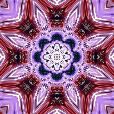 Benzersiz mandala, Oriental yuvarlak desen, mistik motifi, egzotik arka plan. Fantastik fraktal tasarım, geometrik doku parlayan renkli dijital sanat