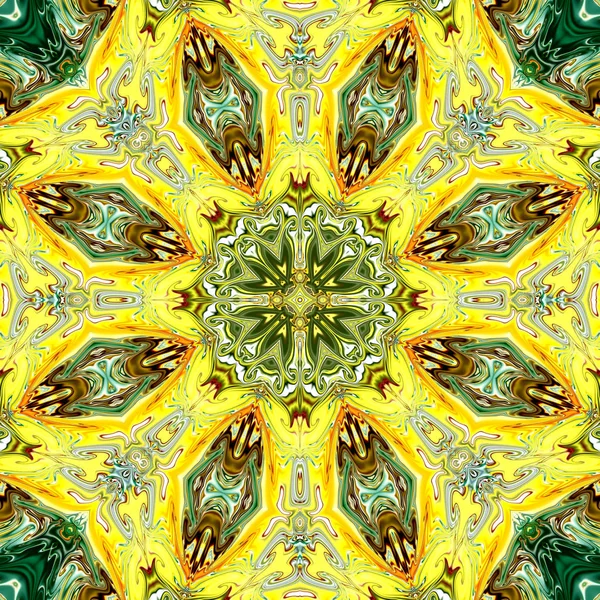 Benzersiz mandala, Oriental yuvarlak desen, mistik motifi, egzotik arka plan. Fantastik fraktal tasarım, geometrik doku parlayan renkli dijital sanat