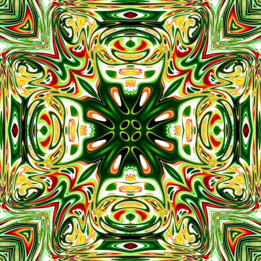 Benzersiz mandala, Oriental yuvarlak desen, mistik motifi, egzotik arka plan. Fantastik fraktal tasarım, geometrik doku parlayan renkli dijital sanat