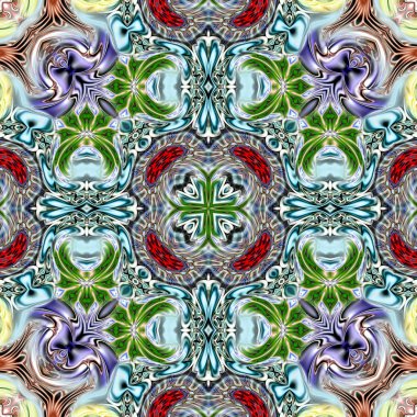 Benzersiz mandala, Oriental yuvarlak desen, mistik motifi, egzotik arka plan. Fantastik fraktal tasarım, geometrik doku parlayan renkli dijital sanat