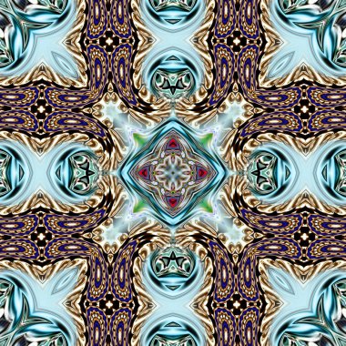 Benzersiz mandala, Oriental yuvarlak desen, mistik motifi, egzotik arka plan. Fantastik fraktal tasarım, geometrik doku parlayan renkli dijital sanat