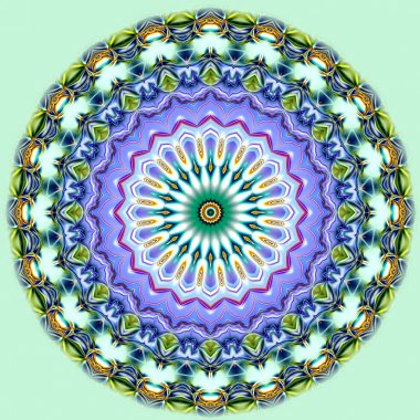 Benzersiz mandala, Oriental yuvarlak desen, mistik motifi, egzotik arka plan. Fantastik fraktal tasarım, geometrik doku parlayan renkli dijital sanat