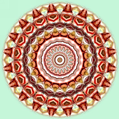 Benzersiz mandala, Oriental yuvarlak desen, mistik motifi, egzotik arka plan. Fantastik fraktal tasarım, geometrik doku parlayan renkli dijital sanat