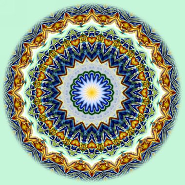 Benzersiz mandala, Oriental yuvarlak desen, mistik motifi, egzotik arka plan. Fantastik fraktal tasarım, geometrik doku parlayan renkli dijital sanat