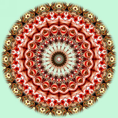 Benzersiz mandala, Oriental yuvarlak desen, mistik motifi, egzotik arka plan. Fantastik fraktal tasarım, geometrik doku parlayan renkli dijital sanat