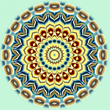 Benzersiz mandala, Oriental yuvarlak desen, mistik motifi, egzotik arka plan. Fantastik fraktal tasarım, geometrik doku parlayan renkli dijital sanat