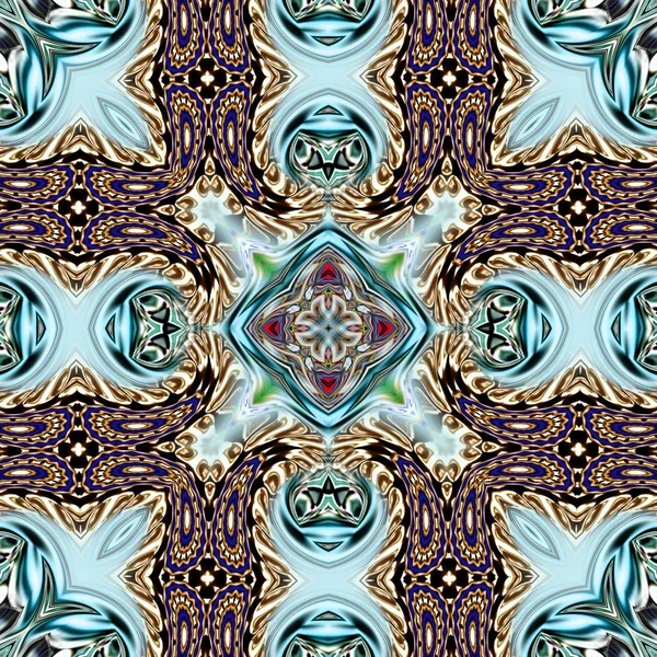 Benzersiz mandala, Oriental yuvarlak desen, mistik motifi, egzotik arka plan. Fantastik fraktal tasarım, geometrik doku parlayan renkli dijital sanat