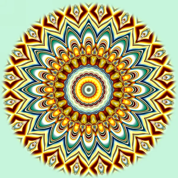 Benzersiz mandala, Oriental yuvarlak desen, mistik motifi, egzotik arka plan. Fantastik fraktal tasarım, geometrik doku parlayan renkli dijital sanat