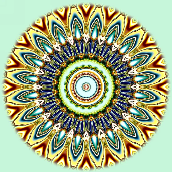 Benzersiz mandala, Oriental yuvarlak desen, mistik motifi, egzotik arka plan. Fantastik fraktal tasarım, geometrik doku parlayan renkli dijital sanat