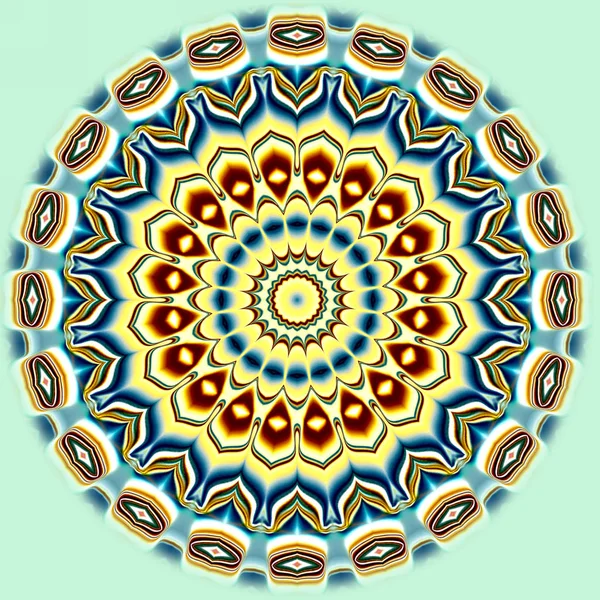 Benzersiz mandala, Oriental yuvarlak desen, mistik motifi, egzotik arka plan. Fantastik fraktal tasarım, geometrik doku parlayan renkli dijital sanat