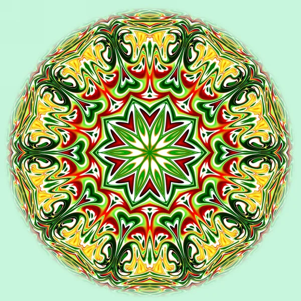 Benzersiz mandala, Oriental yuvarlak desen, mistik motifi, egzotik arka plan. Fantastik fraktal tasarım, geometrik doku parlayan renkli dijital sanat